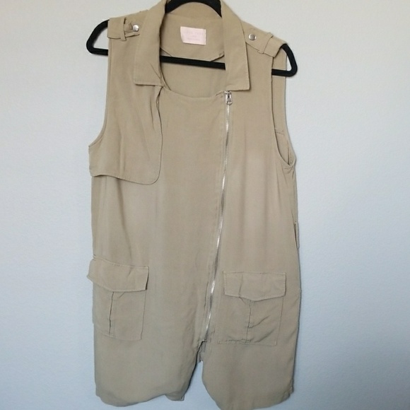 Love tree Utility Longline zippered Rayon vest green size large - Picture 1 of 8